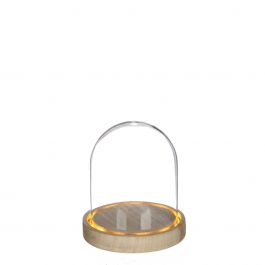 LED-Glasgefäße mit Holzsockel Ø12cm (1 Stück) [IFS-29492]