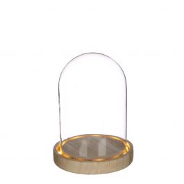 LED-Glasgefäße mit Holzsockel Ø12cm (1 Stück) [IFS-29493]