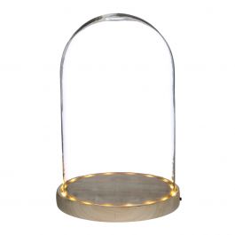 LED-Glasgefäße mit Holzsockel Ø17cm (1 Stück) [IFS-29495]