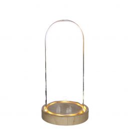 LED-Glasgefäße mit Holzsockel Ø10cm (1 Stück) [IFS-29499]