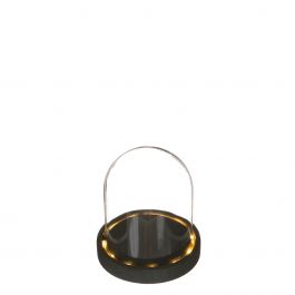 LED-Glasgefäße mit schwarzem Holzsockel Ø12cm (1 Stück) [IFS-29592]