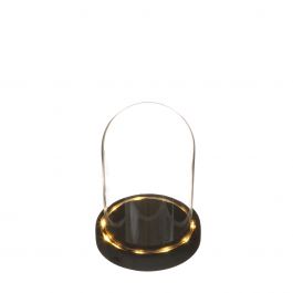 LED-Glasgefäße mit schwarzem Holzsockel Ø12cm (1 Stück) [IFS-29593]