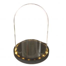 LED-Glasgefäße mit schwarzem Holzsockel Ø17cm (1 Stück) [IFS-29595]