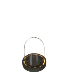 LED-Glasgefäße mit schwarzem Holzsockel Ø10cm (1 Stück) [IFS-29598]