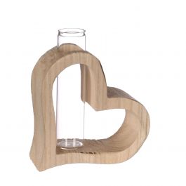 Holzherz mit Reagenzglas 10 x 5 h.11 cm (6 Stk.) [IFS-29638]