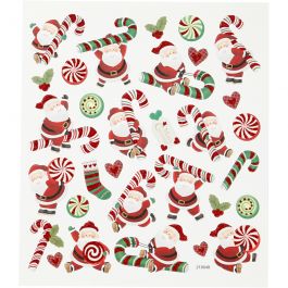 Sticker, Nikolaus mit Candy Stick, Blatt 15x16,5 cm, 1 Bl. [HOB-298941]
