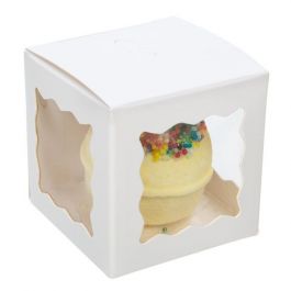 Pappschachteln Weiß mit 3 Fenstern 5x5x5cm (25 Stück) [WGWG347]