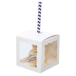 Geschenkschachteln Kraft Weiß mit 3 Fenstern 7.5x7.5x7.5cm (25 Stück) [WGWG348]