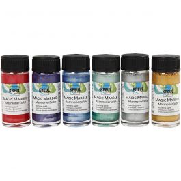 Magic Marble Marmorierfarbe, Metallic-Farben, 6x20 ml/ 1 Pck [HOB-30197]