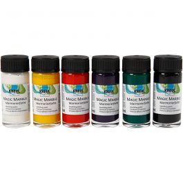 Magic Marble Marmorierfarbe, Standard-Farben, 6x20 ml/ 1 Pck [HOB-30199]