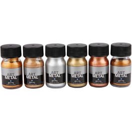 Art Metal Farbe, Nr. 5102, 5104, 5106, 5108, 5109, 5110, Metallic-Farben, 6x30 ml/ 1 Pck [HOB-30696]