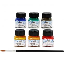 Glas- und Porzellanfarbe, Sortierte Farben, 6x20 ml/ 1 Pck [HOB-31406]