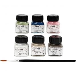 Glas- und Porzellanfarbe - Sortiment, Sortierte Farben, 6x20 ml/ 1 Pck [HOB-31407]