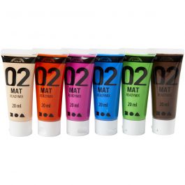 Acrylfarbe Matt, Zusätzliche Farben, 6x20 ml/ 1 Pck [HOB-32105]