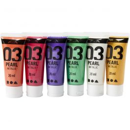 Acrylfarbe Metallic, Metallic, Zusätzliche Farben, 6x20 ml/ 1 Pck [HOB-32205]