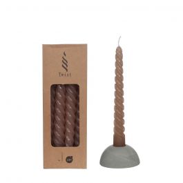 Kerzen Gedreht Taupe | H: 19cm (4 Stück) [IFS-32232]