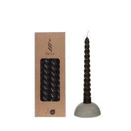 Kerzen Gedreht Schwarz | H: 19cm (4 Stück) [IFS-32238]