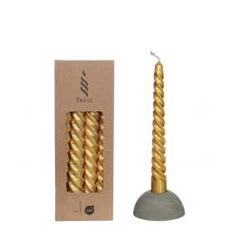 Kerzen Gedreht Gold | H: 19cm (4 Stück) [IFS-32239]