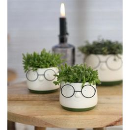 Topf mit Brille Ø12 h: 9 cm (6 Stück) [IFS-33093]