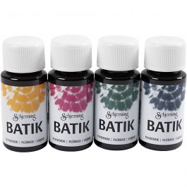 Batikfarbe, Marineblau, Grün, Pink, Korngelb, 4x50 ml/ 1 Pck [HOB-33352]