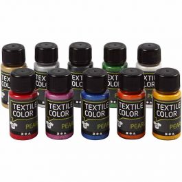 Textilfarbe, Perlmutt, Sortierte Farben, 10x50 ml/ 1 Pck [HOB-33699]
