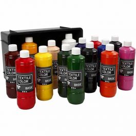 Textilfarbe, Sortierte Farben, 15x500 ml/ 1 Pck [HOB-34140]
