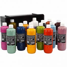 Textilfarbe, Sortierte Farben, 15x500 ml/ 1 Pck [HOB-34165]
