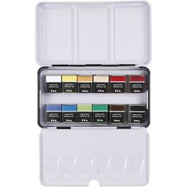 Art Aquarellfarbe, Halbwannen, Größe 10x15x20 mm, Standard-Farben, 12 Farbe/ 1 Pck [HOB-34244]