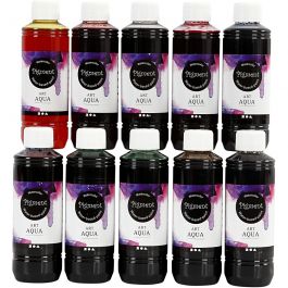 Flüssige Aquarellfarbe, Sortierte Farben, 10x250 ml/ 1 Pck [HOB-34398]