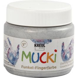 Mucki Fingerfarbe, Metallic-Silber, 150 ml/ 1 Dose [HOB-34752]