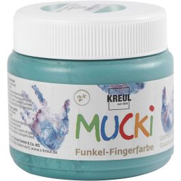 Mucki Fingerfarbe, Metallic-Grün, 150 ml/ 1 Dose [HOB-34756]