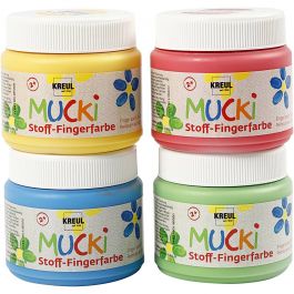Muck Fingerfarbe, Blau, Grün, Rot, Gelb, 4x150 ml/ 1 Pck [HOB-34770]