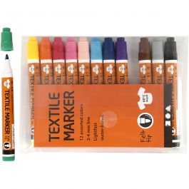 Stoffmalstifte, Strichstärke 2-4 mm, Sortierte Farben, 12 Stk/ 1 Pck [HOB-34836]