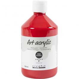 Acrylfarbe, Mattglänzend, Halbtransparent, Primärrot, 500 ml/ 1 Fl. [HOB-35404]