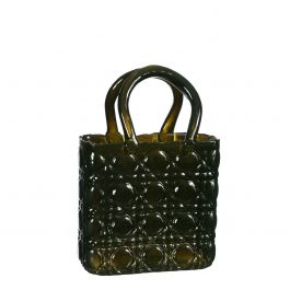 Handtasche Vase Elysee Glasgriff L.14 x B.9,5 x H.22 cm dunkelgrün (1 Stk.) [IFS-37235]