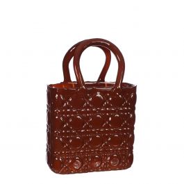 Handtasche Vase Elysee Glasgriff L.14 x B.9,5 x H.22 cm Mahagoni (1 Stk.) [IFS-37236]