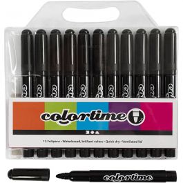 Colortime Marker, Strichstärke 5 mm, Schwarz, 12 Stk/ 1 Pck [HOB-37331]