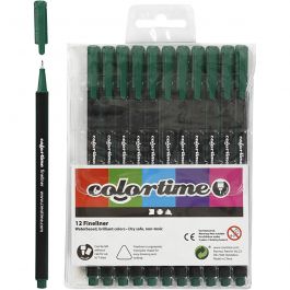 Colortime Fineliner Marker, Strichstärke 0,6-0,7 mm, Dunkelgrün, 12 Stk/ 1 Pck [HOB-373654]