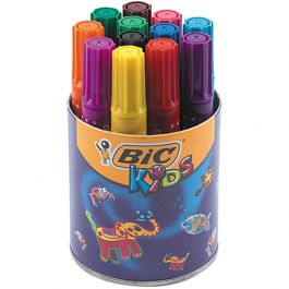 BIC Decoralo Jumbo-Filzstifte, Strichstärke 4 mm, Sortierte Farben, 12 Stk/ 1 Dose [HOB-37594]