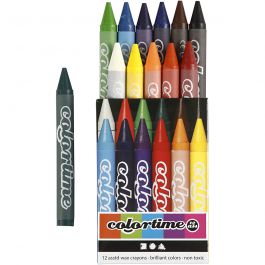 Colortime Farbkreide, L 10 cm, Dicke 11 mm, Sortierte Farben, 12 Stk/ 1 Pck [HOB-38137]