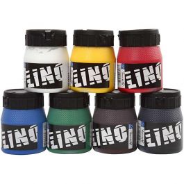 Linoldruckfarbe, Sortierte Farben, 7x250 ml/ 1 Pck [HOB-38219]