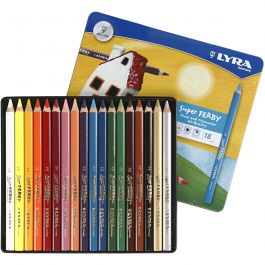 Super Ferby 1 Buntstifte, L 18 cm, Mine 6,25 mm, Sortierte Farben, 18 Stk/ 1 Pck [HOB-38386]