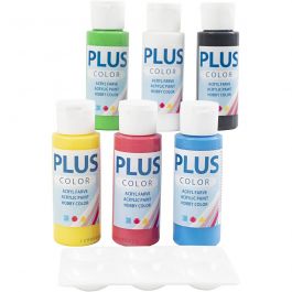 Plus Color Bastelfarbe, Primärfarben, 6x60 ml/ 1 Pck [HOB-39513]