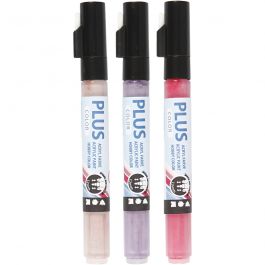 Plus Color Marker, L 14,5 cm, Strichstärke 1-2 mm, Fuchsia, Staubrosé, Dunkelviolett, 5,5 ml, 3 Stk/ 1 Pck [HOB-39895]