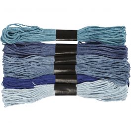 Stickgarn, Dicke 1 mm, Harmonie in Blau, 6 Bündl./ 1 Pck [HOB-412710]