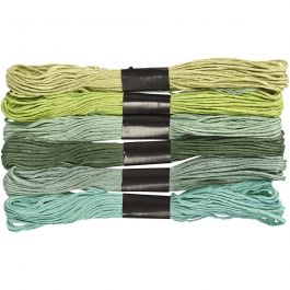 Stickgarn, Dicke 1 mm, Grün, 6 Bündl./ 1 Pck [HOB-412740]