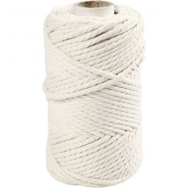 Macramé-Kordel, L 55 M, D 4 mm, Naturweiß, 330 g/ 1 Rolle [HOB-414750]