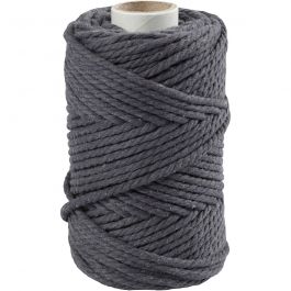 Macramé-Kordel, L 55 M, D 4 mm, Grau, 330 g/ 1 Rolle [HOB-414754]