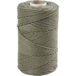 Macramé-Kordel, L 198 M, D 2 mm, Moosgrün, 330 g/ 1 Rolle [HOB-414763]