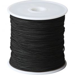 Macramé-Kordel, Dicke 0,8 mm, Schwarz, 50 m/ 1 Rolle [HOB-41576]